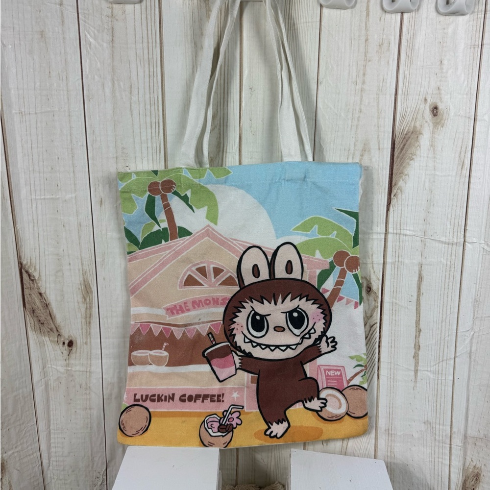 LabubuTote Bag in Brown, Blue, Pink unbranded.